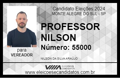 Candidato PROFESSOR NILSON 2024 - MONTE ALEGRE DO SUL - Eleições