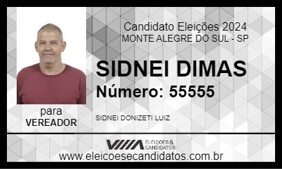 Candidato SIDNEI DIMAS 2024 - MONTE ALEGRE DO SUL - Eleições