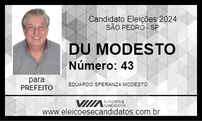 Candidato DU MODESTO 2024 - SÃO PEDRO - Eleições