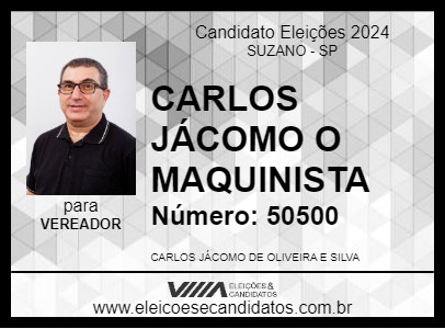 Candidato CARLOS JÁCOMO O MAQUINISTA 2024 - SUZANO - Eleições