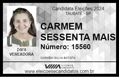 Candidato CARMEM SESSENTA MAIS 2024 - TAUBATÉ - Eleições