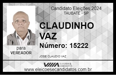 Candidato CLAUDINHO VAZ 2024 - TAUBATÉ - Eleições