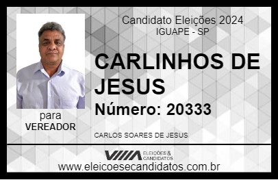 Candidato CARLINHOS DE JESUS 2024 - IGUAPE - Eleições