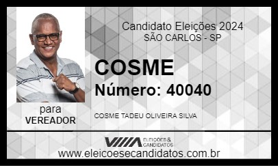 Candidato COSME 2024 - SÃO CARLOS - Eleições