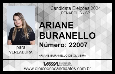 Candidato ARIANE BURANELLO 2024 - PENÁPOLIS - Eleições