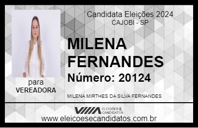 Candidato MILENA FERNANDES 2024 - CAJOBI - Eleições