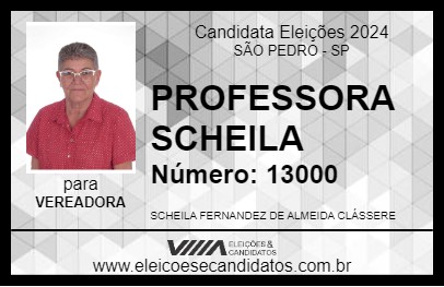 Candidato PROFESSORA SCHEILA 2024 - SÃO PEDRO - Eleições