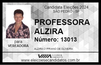 Candidato PROFESSORA ALZIRA 2024 - SÃO PEDRO - Eleições