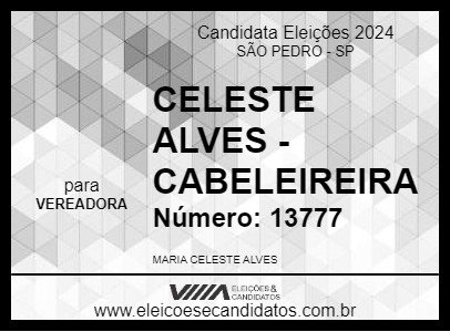 Candidato CELESTE ALVES - CABELEIREIRA 2024 - SÃO PEDRO - Eleições