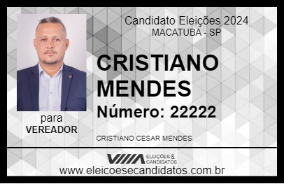 Candidato CRISTIANO MENDES 2024 - MACATUBA - Eleições