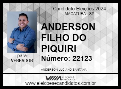 Candidato ANDERSON FILHO DO PIQUIRI 2024 - MACATUBA - Eleições