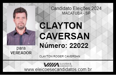 Candidato CLAYTON CAVERSAN 2024 - MACATUBA - Eleições