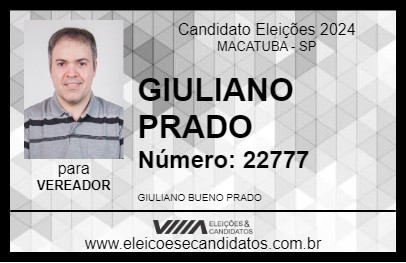 Candidato GIULIANO PRADO 2024 - MACATUBA - Eleições