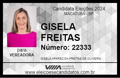 Candidato GISELA FREITAS 2024 - MACATUBA - Eleições