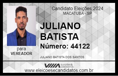 Candidato JULIANO BATISTA 2024 - MACATUBA - Eleições