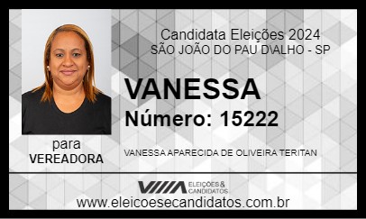 Candidato VANESSA 2024 - SÃO JOÃO DO PAU D\ALHO - Eleições