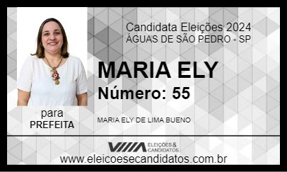 Candidato MARIA ELY 2024 - ÁGUAS DE SÃO PEDRO - Eleições