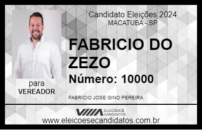 Candidato FABRICIO DO ZEZO 2024 - MACATUBA - Eleições