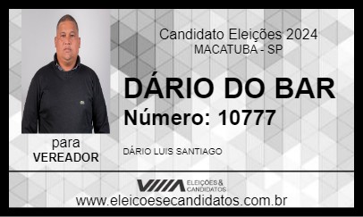 Candidato DÁRIO DO BAR 2024 - MACATUBA - Eleições