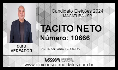 Candidato TACITO NETO 2024 - MACATUBA - Eleições