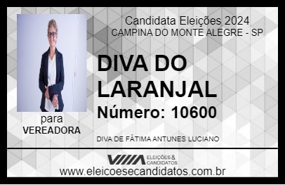 Candidato DIVA DO LARANJAL 2024 - CAMPINA DO MONTE ALEGRE - Eleições