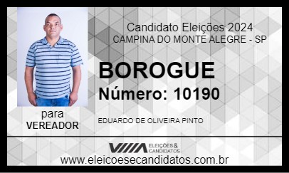 Candidato BOROGUE 2024 - CAMPINA DO MONTE ALEGRE - Eleições