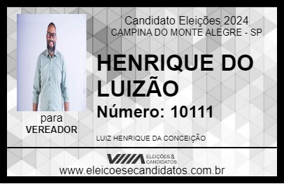 Candidato HENRIQUE DO LUIZÃO 2024 - CAMPINA DO MONTE ALEGRE - Eleições