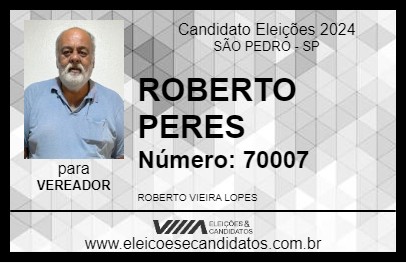 Candidato ROBERTO PERES 2024 - SÃO PEDRO - Eleições