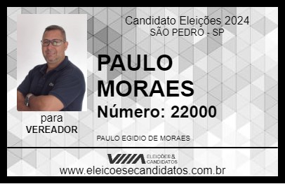 Candidato PAULO MORAES 2024 - SÃO PEDRO - Eleições