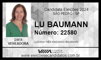 Candidato LU BAUMANN 2024 - SÃO PEDRO - Eleições