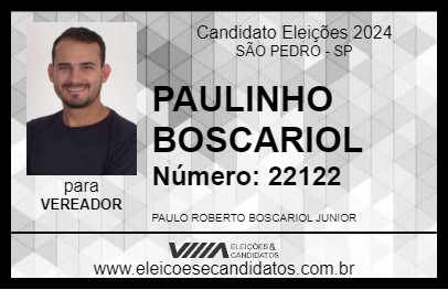 Candidato PAULINHO BOSCARIOL 2024 - SÃO PEDRO - Eleições