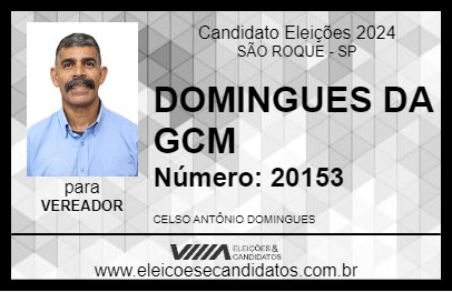 Candidato INSPETOR DOMINGUES 2024 - SÃO ROQUE - Eleições