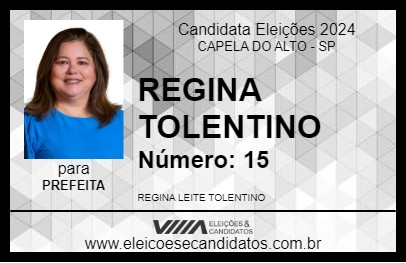 Candidato REGINA TOLENTINO 2024 - CAPELA DO ALTO - Eleições