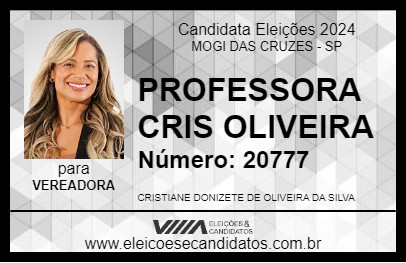 Candidato PROFESSORA CRIS OLIVEIRA 2024 - MOGI DAS CRUZES - Eleições