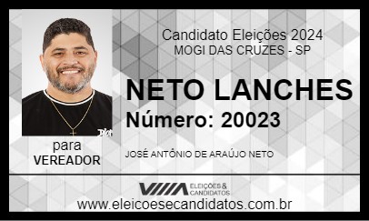 Candidato NETO LANCHES 2024 - MOGI DAS CRUZES - Eleições