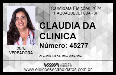 Candidato CLAUDIA DA CLINICA 2024 - ITAQUAQUECETUBA - Eleições