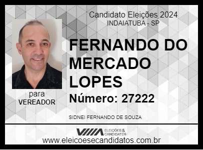 Candidato FERNANDO DO MERCADO LOPES 2024 - INDAIATUBA - Eleições