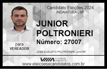 Candidato JUNIOR POLTRONIERI 2024 - INDAIATUBA - Eleições