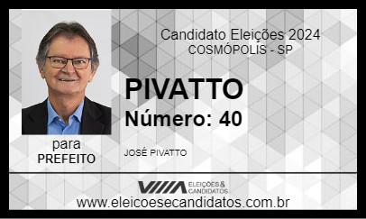 Candidato PIVATTO 2024 - COSMÓPOLIS - Eleições