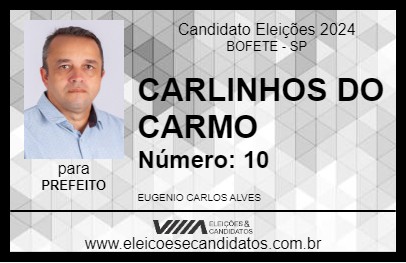 Candidato CARLINHOS DO CARMO 2024 - BOFETE - Eleições