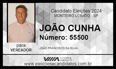 Candidato JOÃO CUNHA 2024 - MONTEIRO LOBATO - Eleições