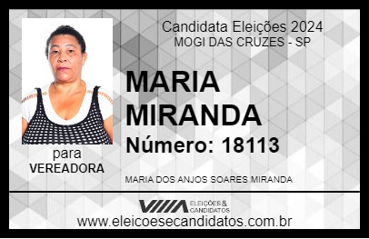 Candidato MARIA MIRANDA 2024 - MOGI DAS CRUZES - Eleições