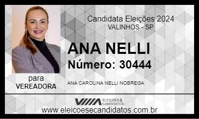 Candidato ANA NELLI 2024 - VALINHOS - Eleições