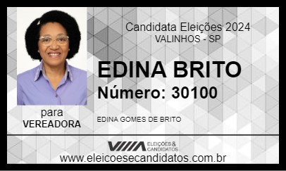 Candidato EDINA BRITO 2024 - VALINHOS - Eleições