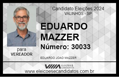 Candidato EDUARDO MAZZER 2024 - VALINHOS - Eleições