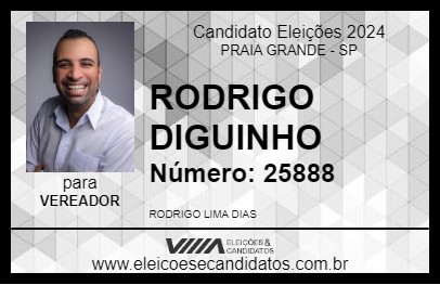 Candidato RODRIGO DIGUINHO 2024 - PRAIA GRANDE - Eleições