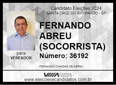 Candidato FERNANDO ABREU (SOCORRISTA) 2024 - SANTA CRUZ DO RIO PARDO - Eleições