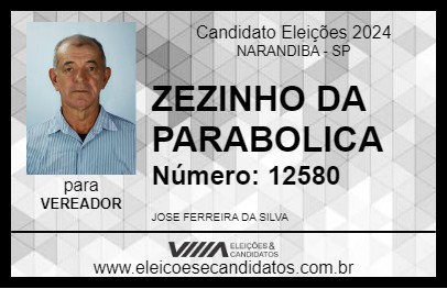 Candidato ZEZINHO DA PARABOLICA 2024 - NARANDIBA - Eleições