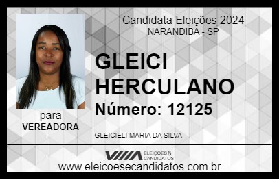 Candidato GLEICI HERCULANO 2024 - NARANDIBA - Eleições