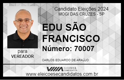 Candidato EDU SÃO FRANCISCO 2024 - MOGI DAS CRUZES - Eleições